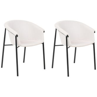 Beliani Beliani - Conjunto De 2 Sillas Beige Negro Poli&eacute;ster Contempor&aacute;neo Comedor Ames