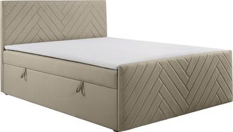 Vente-Unique Cama completa con cabecero + canap&eacute;s abatibles + colch&oacute;n + topper - 180 x 200 cm - Terciopelo - Topo - MAKANA de YSM&Eacute;E