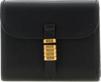 Pinko Saddle metal rings leather wallet - Black
