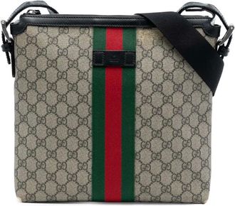 Gucci Borsa a tracolla in tessuto GG Supreme con decorazione Web 2016-2025 - Marrone