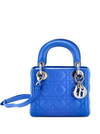 Dior Lady Dior Bag Cannage Quilt Lambskin Mini satchel - women - Calf Leather - One Size - Blue