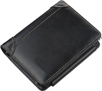 Generic Vintage PU Leather Men Wallet - Zipper Short Design Card Holder & Purse for Men(Black)