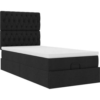 vidaXL Cama Otomana Con Colch&oacute;n Tela Negra 100x200 Cm Vidaxl