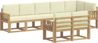 vidaXL Conjunto De Sof&aacute;s De Exterior 8 Uds. Blanco Y Crema Poli&eacute;ster Vidaxl