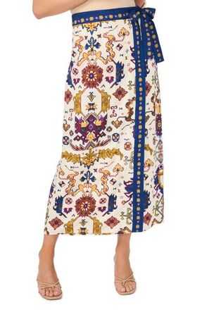 Vince Camuto Print Wrap Midi Skirt in New Ivory at Nordstrom, Size 00