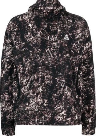 Nike Long Sleeve Training Tops, male, Black, Size: 2XL Abstract Print Hoodie
