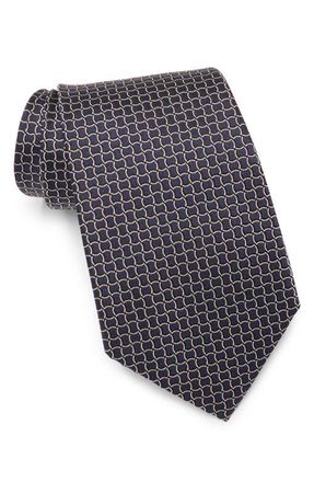 Ermenegildo Zegna Tile Silk Tie in Navy Fan at Nordstrom