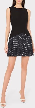 Milly Haddy Dot Print Pleated Minidress in Black/White at Nordstrom, Size 6