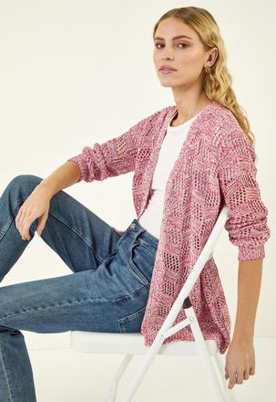 Roman Tape Knit Cotton Blend Cardigan