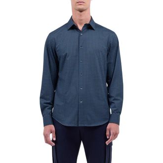 Bugatchi James OoohCotton Geo Button-Up Shirt in Peacock at Nordstrom Rack, Size Large