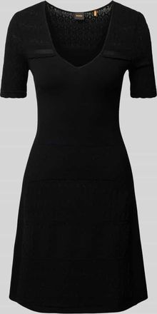 Boss Orange by Hugo Boss BOSS Orange Minikleid mit V-Ausschnitt Modell Fuart in Black, Größe S