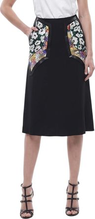 Stella McCartney Black Floral Midi Skirt
