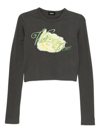 We11done cropped long-sleeves T-shirt - Grey