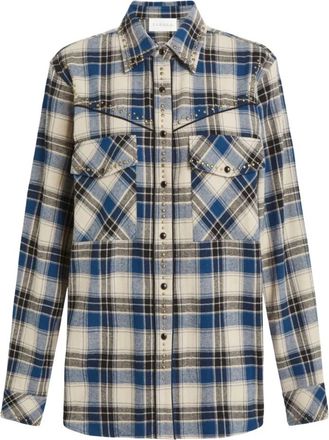 P.A.R.O.S.H. Geruite Tartan Blouse - Dames - Overhemden - Blauw - S - Overhemden