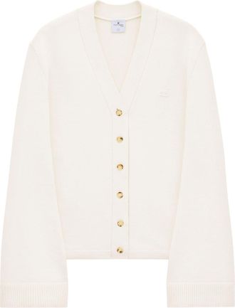 Courr&egrave;ges logo-appliqu&eacute;d cardigan - women - Cotton/Polyamide - S - White