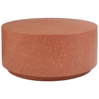 Beliani Beliani - Mesa De Centro Mgo Fibra De Vidrio Tablero Redondo Resistente A Uv Manchas &Oacute;xido Agua Viento Rojo Con Efecto Terrazo Trezzo