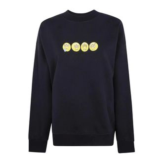 Barrow Barrow, Hoodies & sweatvesten, Heren, Zwart, S, Sweatshirt met ronde hals en smiley-gezichtgraphic
