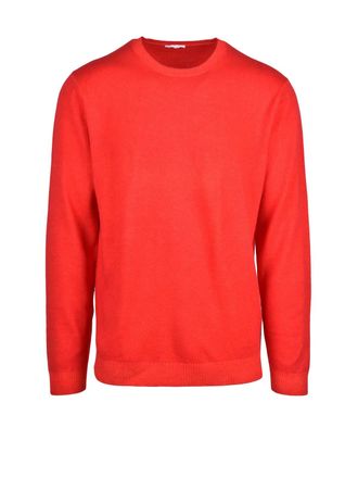 Malo Red Virgin Wool Crewneck Sweater