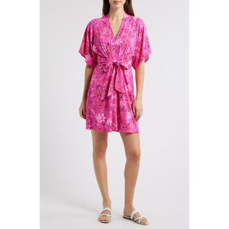 Lilly Pulitzer Wisteria Floral Tie Front Dress in Passion Fruit Pink at Nordstrom Rack, Size 2