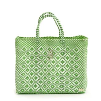 Lola's Bag Womens Travel Handmade Aztec Tote Bag With Clutch In Green