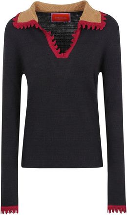 La DoubleJ V-Neck Cashmere Blend Polo Jumper