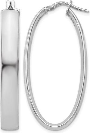 Diamond2Deal Sterling Silver Polished Oval Hinged Hoop Earrings
