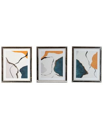A&B Home Discontinued A&B Home Set Of 3 Modern Abstract Framed Under Glass Wall Art Pieces