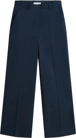 Tommy Hilfiger Cotton Wide Leg Pant - Dames - Wijde Broeken - Blauw - 2XS - Katoen - Broeken