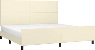 vidaXL Estructura De Cama Sin Colch&oacute;n Cuero Sint&eacute;tico Crema 200x200 Cm Vidaxl