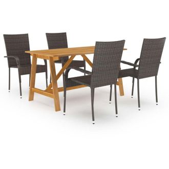vidaXL Juego De Comedor Para Jard&iacute;n 5 Piezas Marr&oacute;n Vidaxl