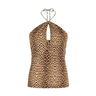 Roberto Cavalli Baby Jaguar Print Top - female - Roberto Cavalli - Sleeveless Tops - Brown - L - Tops