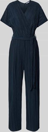 Zabaione Jumpsuit mit Plisseefalten und Bindeg&uuml;rtel Modell Pe44arl in Marine, Gr&ouml;&szlig;e XXL