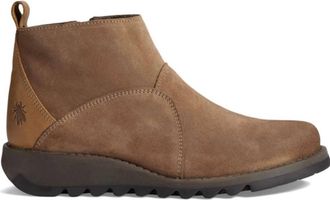 FLY London Womens Zip Up Ankle Boots In Taupe Camel