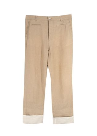 Loewe Beige Straight Leg Linen Trousers Size L