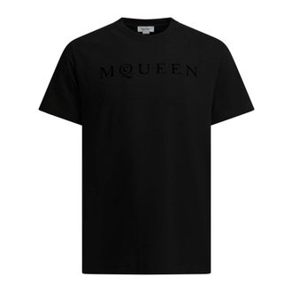 Alexander McQueen Camiseta con logo flocado - Tops - Hombre - Negro - S