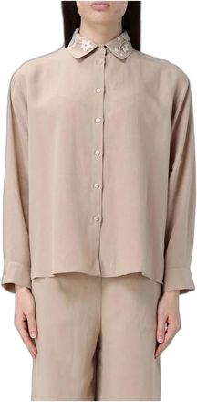Hanita Camicia a maniche lunghe con colletto ricamato - - Blouses & Shirts - Donna - Beige - S