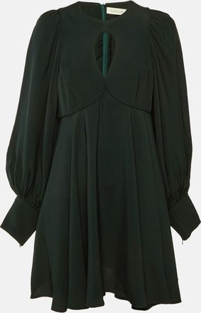 Zimmermann Dark Green Crepe Keyhole Detail Mini Dress