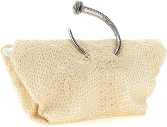Magda Butrym Crochet Floral Clutch - Cream