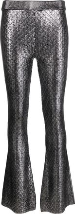 Paco Rabanne high waist flared trousers - women - Polyamide/Elastane/Acetate - L - Silver