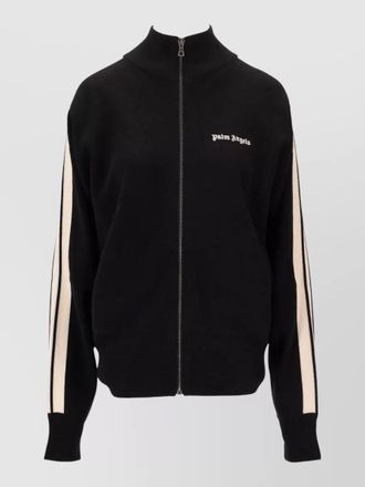 Palm Angels logo knit track jacket high collar
