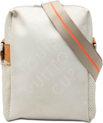 Louis Vuitton White Canvas Leather Shoulder Bag (Pre-Owned)
