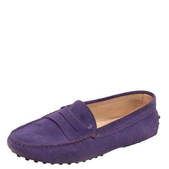 Tod's Tods Purple Suede Penny Slip On Loafers