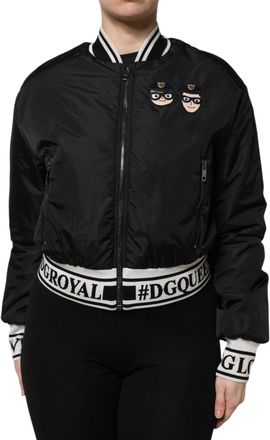 Dolce & Gabbana Womens Black Nylon dgfamily Full Zip Bomber Jacket Clothing