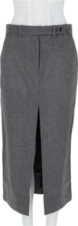 Co Knee-Length Tailored Grey Virgin Wool-Blend Skirt