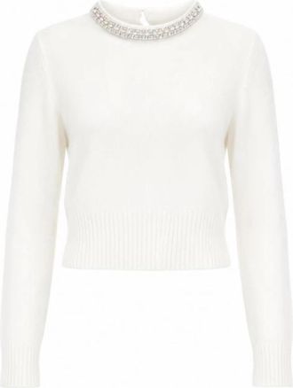 Pinko Berlino Trui - Dames - Ronde hals truien - Wit - M - Truien & Vesten