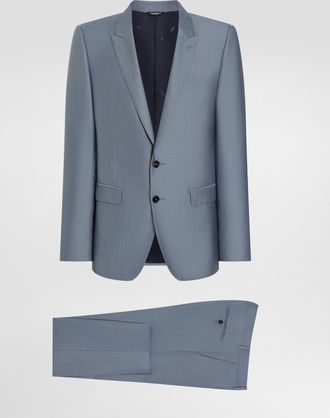 Dolce & Gabbana Single-breasted Wool And Silk Suit - Man Suits And Blazers Azure 48