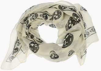 Alexander McQueen Skull-Print Silk Scarf size Unica