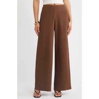 Open Edit Crepe Wide Leg Pants in Brown Terra at Nordstrom, Size Xx-Small