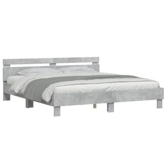 Berkfield Home Durable Bed Frame with LED without Mattress Concrete Grey 200x200 cm