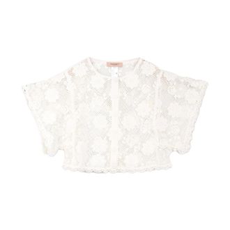 Twinset Giacchina in Pizzo Floreale con Maniche a Farfalla - female - Twinset - Cardigans - White - M - Knitwear